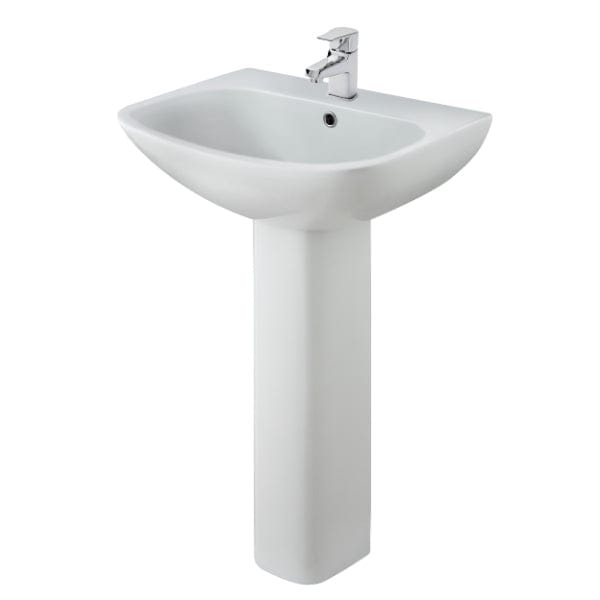 Nuie Full Pedestal Basins,Modern Basins Nuie Ava 545mm Basin With Full Pedestal - 1 TH - White