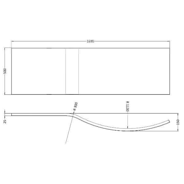 Nuie Bath Panels,Nuie,Bath Accessories Nuie B Shaped Shower Bath Front Panel - White