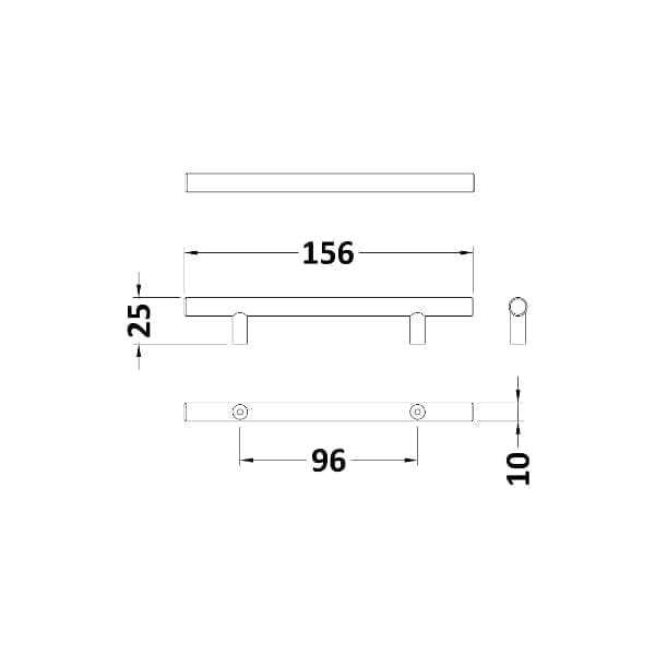 Nuie Other Furniture Accessories, Nuie Nuie Bar Furniture Handle 156mm Wide - Chrome