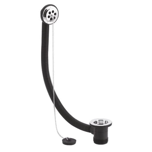 Nuie Bath Wastes Nuie Bath Waste With Overflow Brass Poly Plug And Ball Chain - Chrome