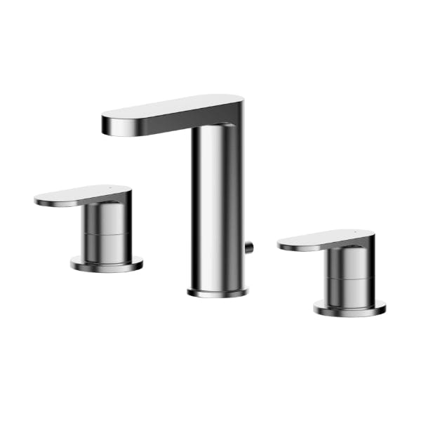 Nuie Wall Mounted Taps,Basin Mixer Taps,Modern Taps Nuie Binsey 3-Hole Wall Mounted Basin Mixer Tap With Pop Up Waste - Chrome