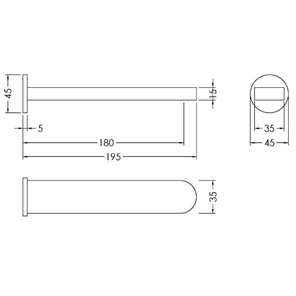 Nuie Bath Spouts,Wall Mounted Taps,Modern Taps Nuie Binsey Wall Mounted Bath Spout - Chrome