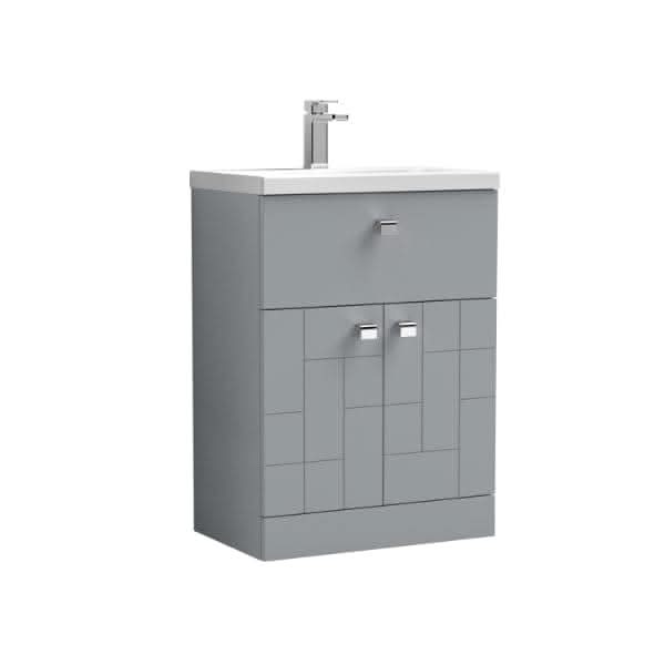 Nuie Blocks 2 Door And 1 Drawer Floorstanding Vanity Unit With Basin-4 600mm Wide