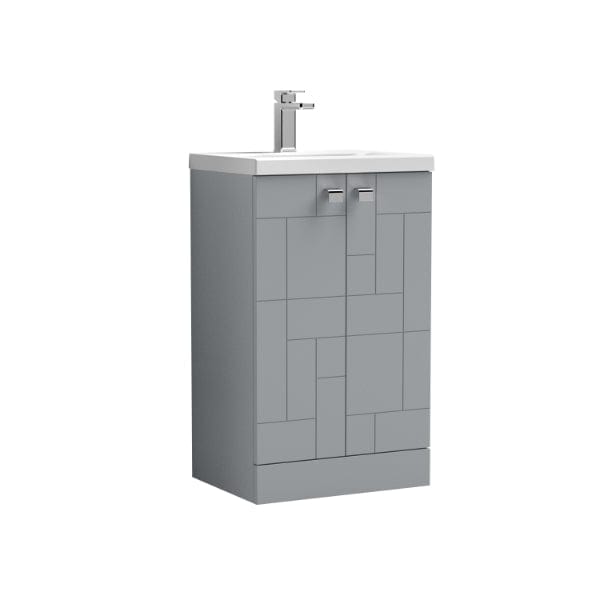 Nuie Floor Standing Vanity Units,Modern Vanity Units,Basins With Floor Standing Vanity Units,Nuie Satin Grey Nuie Blocks 2 Door Floorstanding Vanity Unit With Basin-1 500mm Wide