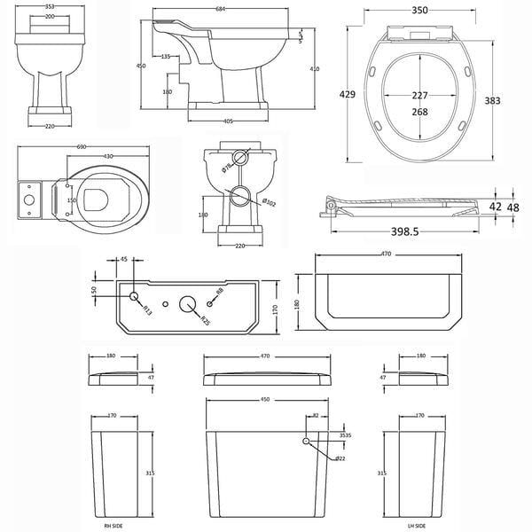 Nuie Close Coupled Toilets,Modern Close Coupled Toilets,Rimless Close Coupled Toilets Nuie Carlton Close Coupled Toilet With Cistern And Soft Close Seat - White