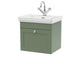 Nuie Wall Hung Vanity Units,Modern Vanity Units,Basins With Wall Hung Vanity Units,Nuie Satin Green / 500mm / 1 Tap Hole Nuie Classique 1 Drawer Wall Hung Vanity Unit With Basin
