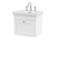 Nuie Wall Hung Vanity Units,Modern Vanity Units,Basins With Wall Hung Vanity Units,Nuie Satin White / 500mm / 3 Tap Hole Nuie Classique 1 Drawer Wall Hung Vanity Unit With Basin