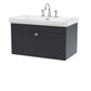Nuie Wall Hung Vanity Units,Modern Vanity Units,Basins With Wall Hung Vanity Units,Nuie Satin Anthracite / 800mm / 3 Tap Hole Nuie Classique 1 Drawer Wall Hung Vanity Unit With Basin