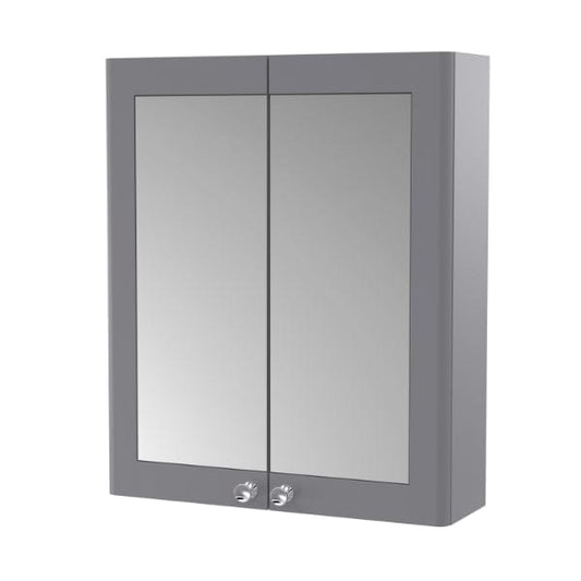 Nuie Non Illuminated Mirror Cabinets,Nuie Satin Grey Nuie Classique 2 Door Non Illuminated Mirrored Cabinet 600mm Wide