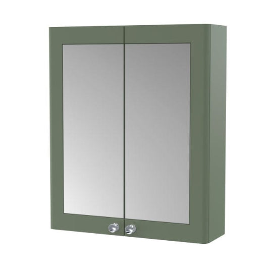 Nuie Non Illuminated Mirror Cabinets,Nuie Satin Green Nuie Classique 2 Door Non Illuminated Mirrored Cabinet 600mm Wide