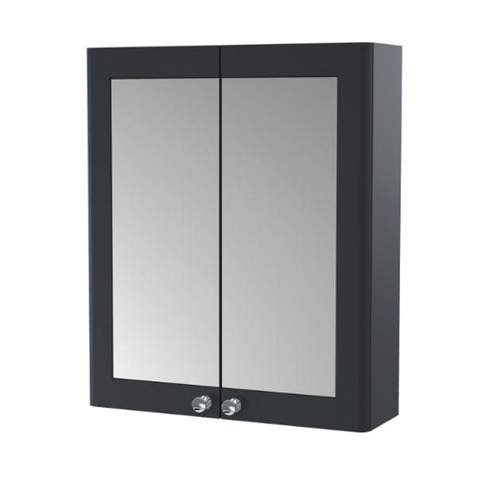 Nuie Non Illuminated Mirror Cabinets,Nuie Satin Anthracite Nuie Classique 2 Door Non Illuminated Mirrored Cabinet 600mm Wide