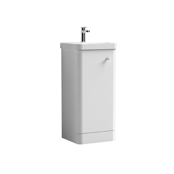 Nuie Floor Standing Vanity Units,Modern Vanity Units,Basins With Floor Standing Vanity Units,Nuie Gloss White / 400mm Nuie Core 1 Door Floorstanding Vanity Unit With Thin Edge Basin