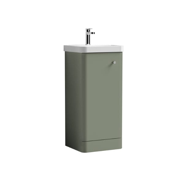 Nuie Floor Standing Vanity Units,Modern Vanity Units,Basins With Floor Standing Vanity Units,Nuie Satin Green / 400mm Nuie Core 1 Door Floorstanding Vanity Unit With Thin Edge Basin