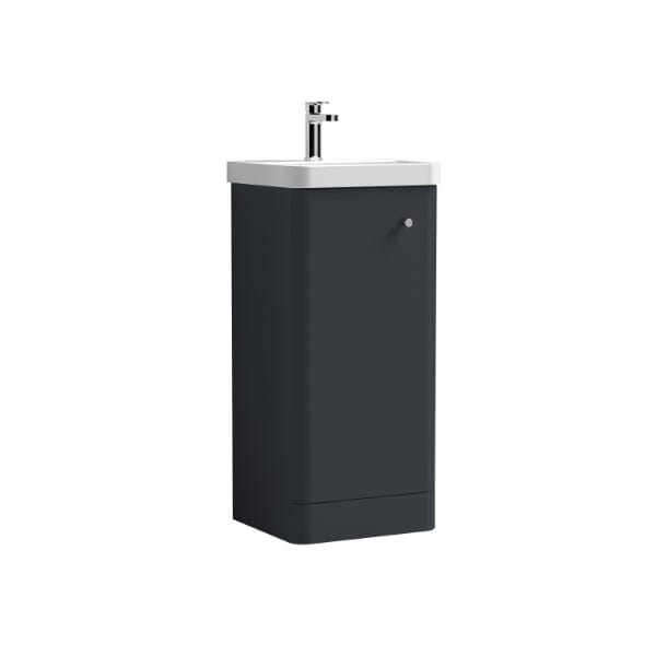 Nuie Floor Standing Vanity Units,Modern Vanity Units,Basins With Floor Standing Vanity Units,Nuie Satin Anthracite / 400mm Nuie Core 1 Door Floorstanding Vanity Unit With Thin Edge Basin