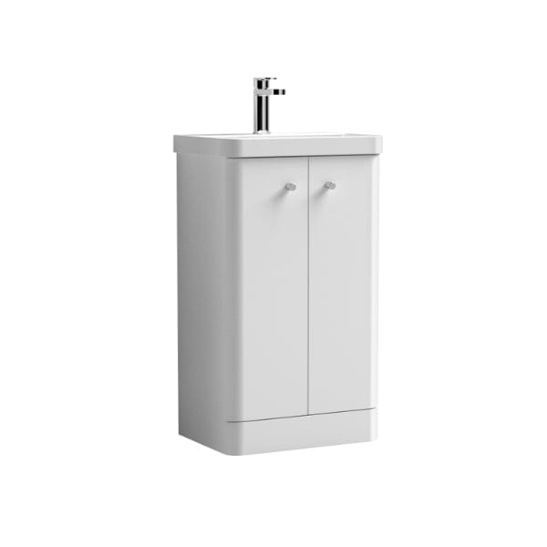 Nuie Floor Standing Vanity Units,Modern Vanity Units,Basins With Floor Standing Vanity Units,Nuie Gloss White / 500mm Nuie Core 1 Door Floorstanding Vanity Unit With Thin Edge Basin