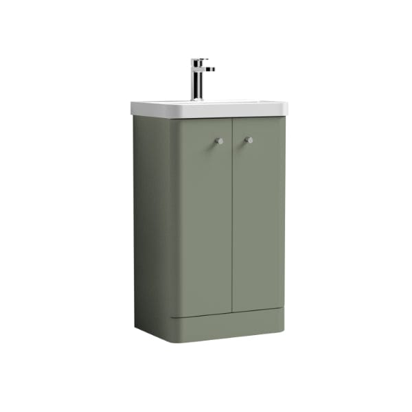 Nuie Floor Standing Vanity Units,Modern Vanity Units,Basins With Floor Standing Vanity Units,Nuie Satin Green / 500mm Nuie Core 1 Door Floorstanding Vanity Unit With Thin Edge Basin