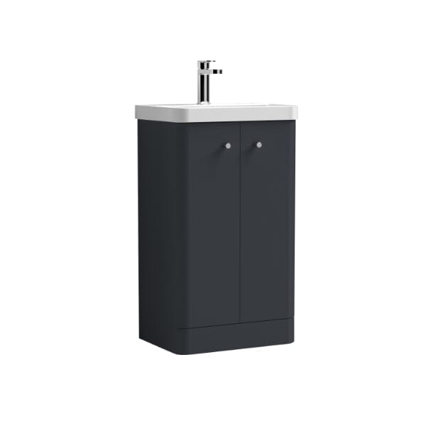 Nuie Floor Standing Vanity Units,Modern Vanity Units,Basins With Floor Standing Vanity Units,Nuie Satin Anthracite / 500mm Nuie Core 1 Door Floorstanding Vanity Unit With Thin Edge Basin