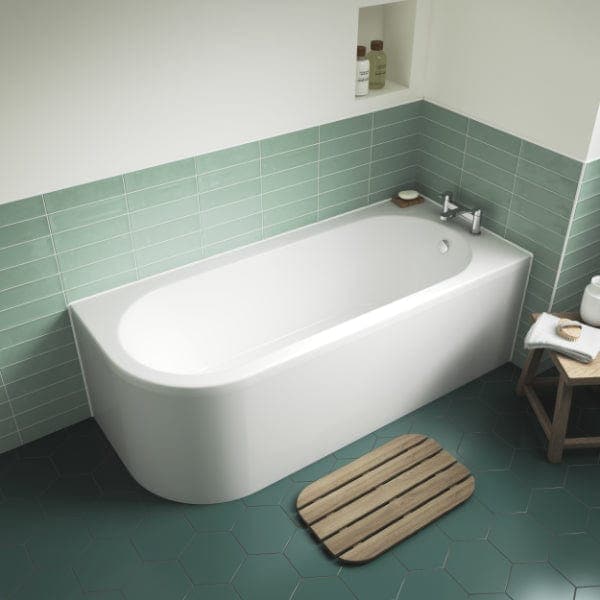 Nuie Freestanding Baths,Nuie,Modern Freestanding Baths,Back to Wall Baths Nuie Crescent Back to Wall Bath With Panel - RH - 1700mm x 725mm - White