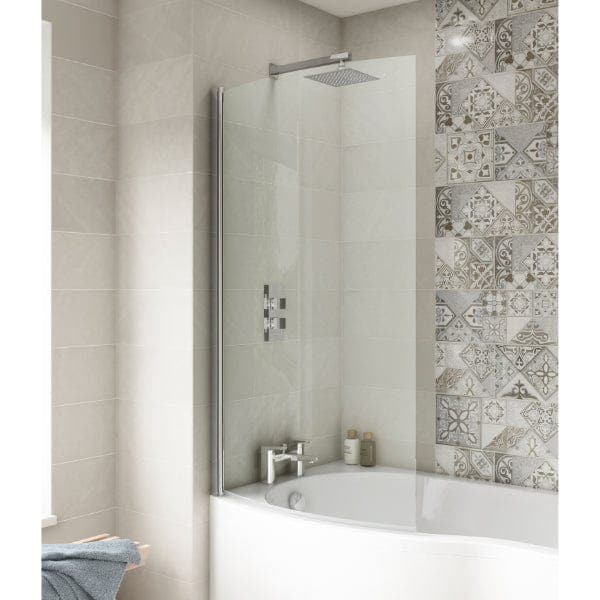 Nuie Bath Screens,Nuie,Bath Accessories Nuie Curved B Shaped Shower Bath Screen - 1435mm x 870mm - Polished Chrome