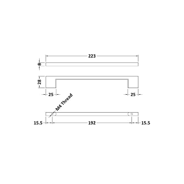 Nuie Other Furniture Accessories,Nuie Nuie D Shape Furniture Handle 223mm Wide