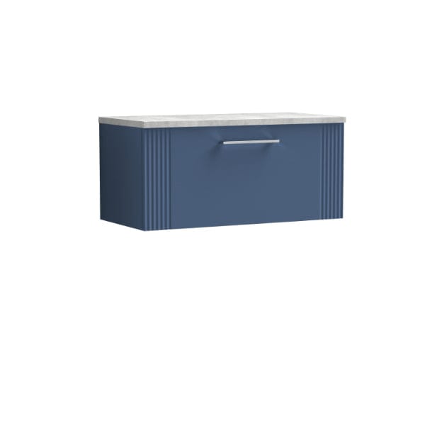 Nuie Wall Hung Vanity Units,Modern Vanity Units,Basins With Wall Hung Vanity Units,Nuie Satin Blue / Bellato Grey Worktop Nuie Deco 1 Drawer Wall Hung Vanity Unit 800mm Wide