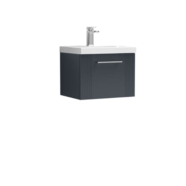 Nuie Wall Hung Vanity Units,Modern Vanity Units,Basins With Wall Hung Vanity Units,Nuie Satin Anthracite Nuie Deco 1 Drawer Wall Hung Vanity Unit With Basin-1 500mm Wide