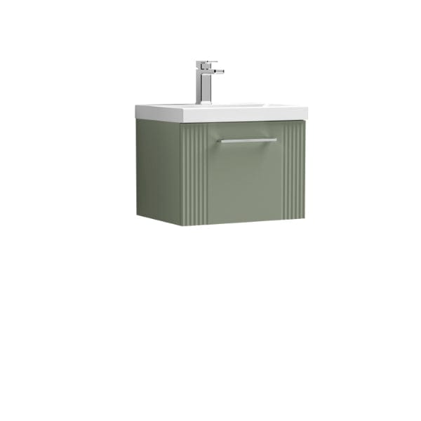Nuie Wall Hung Vanity Units,Modern Vanity Units,Basins With Wall Hung Vanity Units,Nuie Satin Reed Green Nuie Deco 1 Drawer Wall Hung Vanity Unit With Basin-1 500mm Wide
