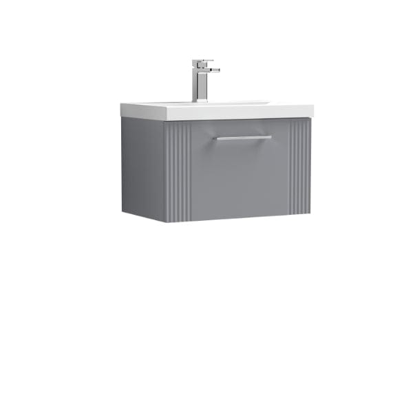Nuie Wall Hung Vanity Units,Modern Vanity Units,Basins With Wall Hung Vanity Units,Nuie Satin Grey Nuie Deco 1 Drawer Wall Hung Vanity Unit With Basin-1 600mm Wide