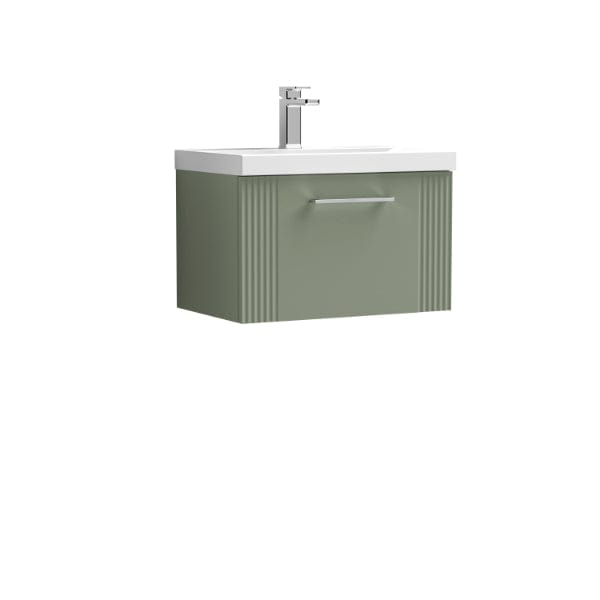 Nuie Wall Hung Vanity Units,Modern Vanity Units,Basins With Wall Hung Vanity Units,Nuie Satin Reed Green Nuie Deco 1 Drawer Wall Hung Vanity Unit With Basin-1 600mm Wide
