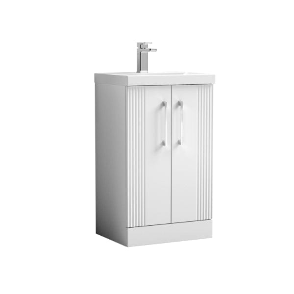 Nuie Floor Standing Vanity Units,Modern Vanity Units,Basins With Floor Standing Vanity Units,Nuie Satin White Nuie Deco 2 Door Floorstanding Vanity Unit With Basin-1 500mm Wide