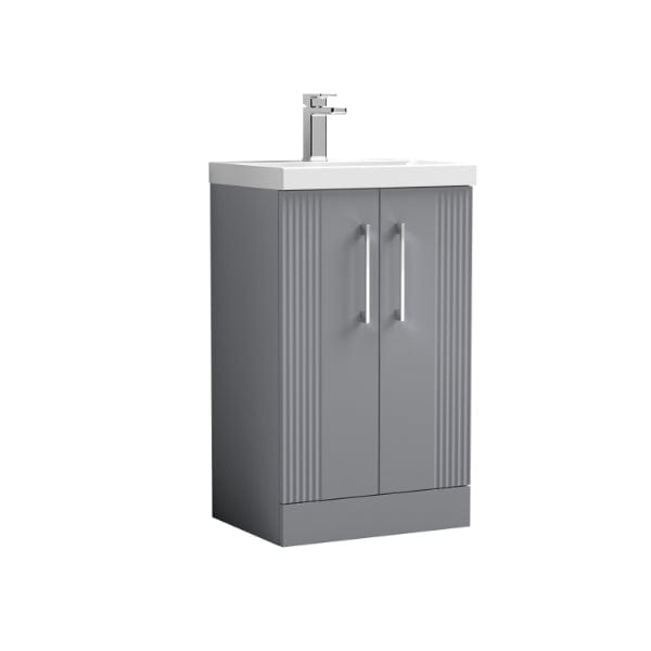 Nuie Floor Standing Vanity Units,Modern Vanity Units,Basins With Floor Standing Vanity Units,Nuie Satin Grey Nuie Deco 2 Door Floorstanding Vanity Unit With Basin-1 500mm Wide