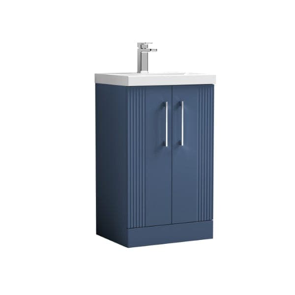 Nuie Floor Standing Vanity Units,Modern Vanity Units,Basins With Floor Standing Vanity Units,Nuie Satin Blue Nuie Deco 2 Door Floorstanding Vanity Unit With Basin-1 500mm Wide