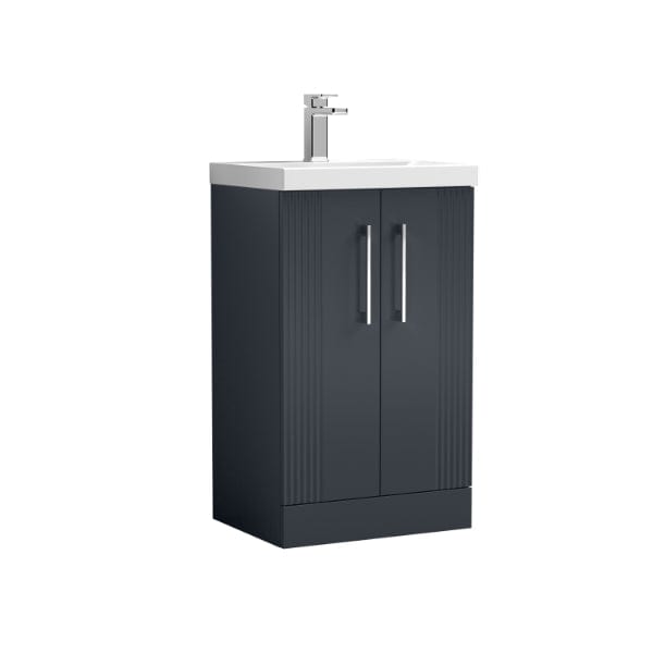 Nuie Floor Standing Vanity Units,Modern Vanity Units,Basins With Floor Standing Vanity Units,Nuie Satin Anthracite Nuie Deco 2 Door Floorstanding Vanity Unit With Basin-1 500mm Wide