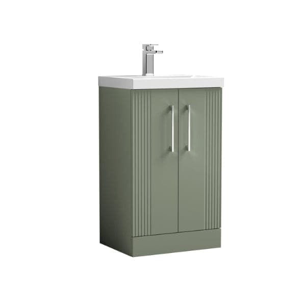 Nuie Floor Standing Vanity Units,Modern Vanity Units,Basins With Floor Standing Vanity Units,Nuie Satin Reed Green Nuie Deco 2 Door Floorstanding Vanity Unit With Basin-1 500mm Wide