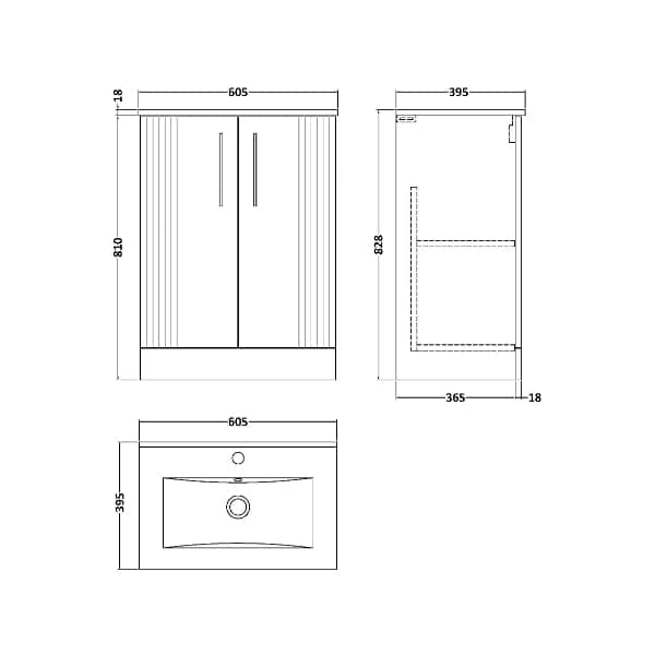 Nuie Floor Standing Vanity Units,Modern Vanity Units,Basins With Floor Standing Vanity Units,Nuie Nuie Deco 2 Door Floorstanding Vanity Unit With Basin-2 600mm Wide