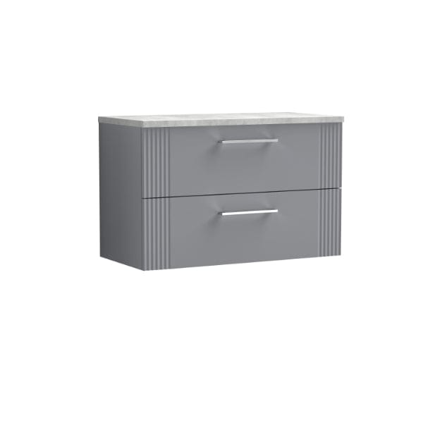 Nuie Wall Hung Vanity Units,Modern Vanity Units,Basins With Wall Hung Vanity Units,Nuie Satin Grey / Bellato Grey Worktop Nuie Deco 2 Drawer Wall Hung Vanity Unit 800mm Wide