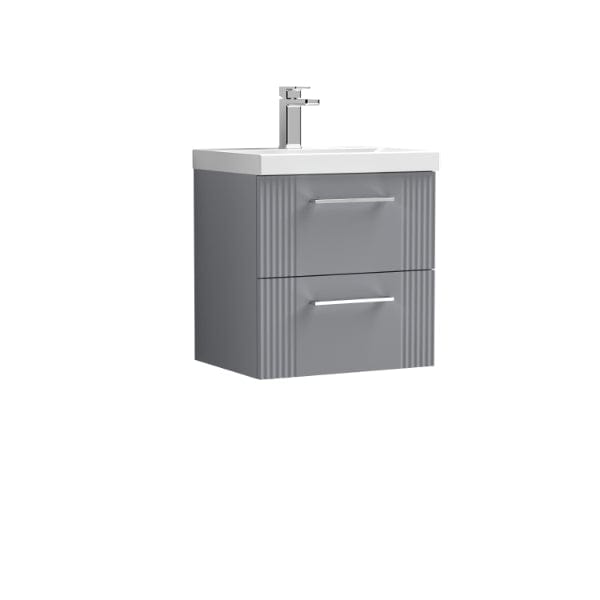 Nuie Wall Hung Vanity Units,Modern Vanity Units,Basins With Wall Hung Vanity Units,Nuie Satin Grey Nuie Deco 2 Drawer Wall Hung Vanity Unit With Basin-1 500mm Wide