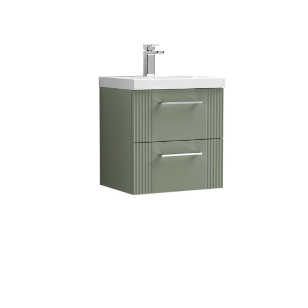 Nuie Wall Hung Vanity Units,Modern Vanity Units,Basins With Wall Hung Vanity Units,Nuie Satin Reed Green Nuie Deco 2 Drawer Wall Hung Vanity Unit With Basin-1 500mm Wide