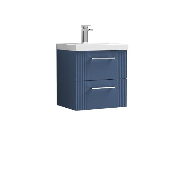 Nuie Wall Hung Vanity Units,Modern Vanity Units,Basins With Wall Hung Vanity Units,Nuie Satin Blue Nuie Deco 2 Drawer Wall Hung Vanity Unit With Basin-3 500mm Wide