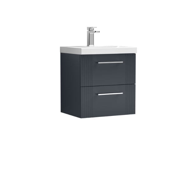 Nuie Wall Hung Vanity Units,Modern Vanity Units,Basins With Wall Hung Vanity Units,Nuie Satin Anthracite Nuie Deco 2 Drawer Wall Hung Vanity Unit With Basin-3 500mm Wide