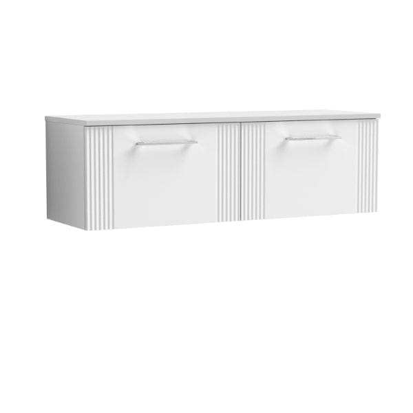 Nuie Wall Hung Vanity Units,Modern Vanity Units,Basins With Wall Hung Vanity Units,Nuie Satin White Nuie Deco 2 Drawer Wall Hung Vanity Unit With Worktop 1200mm Wide