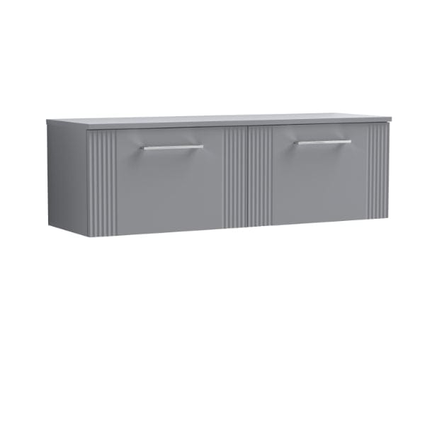 Nuie Wall Hung Vanity Units,Modern Vanity Units,Basins With Wall Hung Vanity Units,Nuie Satin Grey Nuie Deco 2 Drawer Wall Hung Vanity Unit With Worktop 1200mm Wide