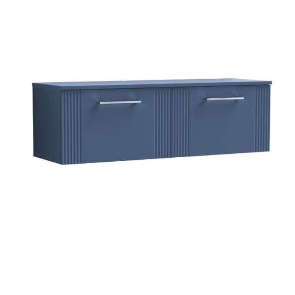 Nuie Wall Hung Vanity Units,Modern Vanity Units,Basins With Wall Hung Vanity Units,Nuie Satin Blue Nuie Deco 2 Drawer Wall Hung Vanity Unit With Worktop 1200mm Wide