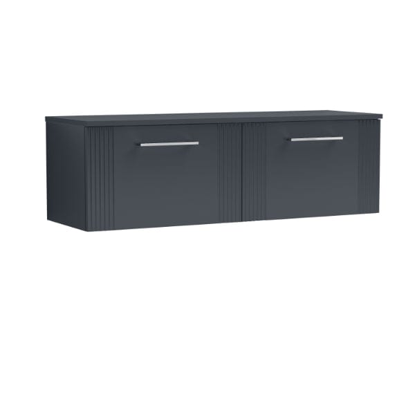 Nuie Wall Hung Vanity Units,Modern Vanity Units,Basins With Wall Hung Vanity Units,Nuie Satin Anthracite Nuie Deco 2 Drawer Wall Hung Vanity Unit With Worktop 1200mm Wide