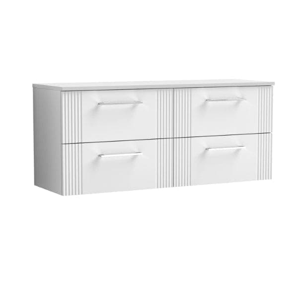 Nuie Wall Hung Vanity Units,Modern Vanity Units,Basins With Wall Hung Vanity Units,Nuie Satin White Nuie Deco 4 Drawer Wall Hung Vanity Unit With Worktop 1200mm Wide