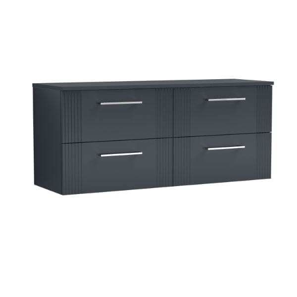 Nuie Wall Hung Vanity Units,Modern Vanity Units,Basins With Wall Hung Vanity Units,Nuie Satin Anthracite Nuie Deco 4 Drawer Wall Hung Vanity Unit With Worktop 1200mm Wide