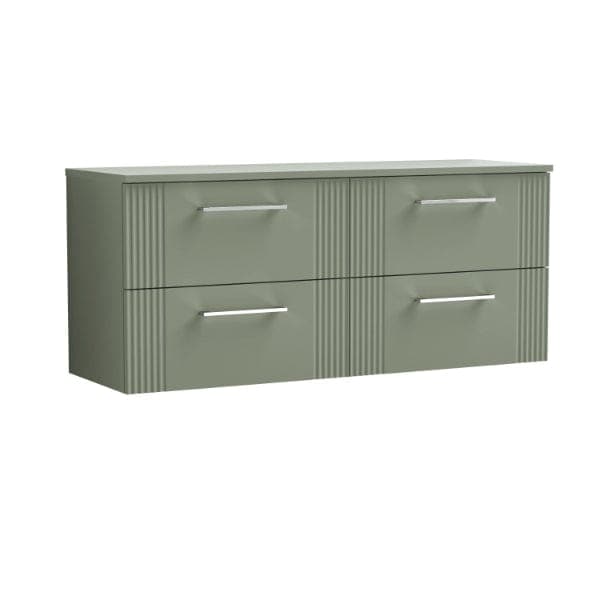 Nuie Wall Hung Vanity Units,Modern Vanity Units,Basins With Wall Hung Vanity Units,Nuie Satin Reed Green Nuie Deco 4 Drawer Wall Hung Vanity Unit With Worktop 1200mm Wide