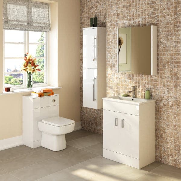 Nuie Floor Standing Vanity Units,Modern Vanity Units,Basins With Floor Standing Vanity Units,Nuie Nuie Eden 2 Door Floorstanding Vanity Unit With Basin-1 - Gloss White