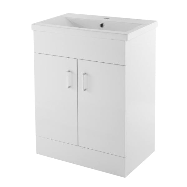 Nuie Floor Standing Vanity Units,Modern Vanity Units,Basins With Floor Standing Vanity Units,Nuie 600mm Nuie Eden 2 Door Floorstanding Vanity Unit With Basin-2 - Gloss White