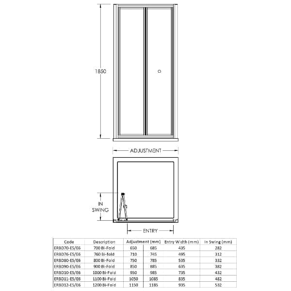 Nuie Bi-Fold Shower Doors,Shower Doors,Nuie Nuie Ella Bi-Fold Shower Door - Chrome